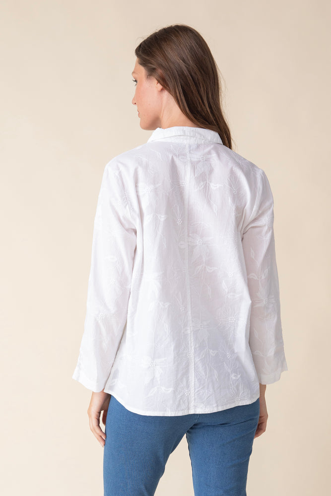 Habitat Spring/Summer 2025-H15501-Ruched Sleeve Shirt-White