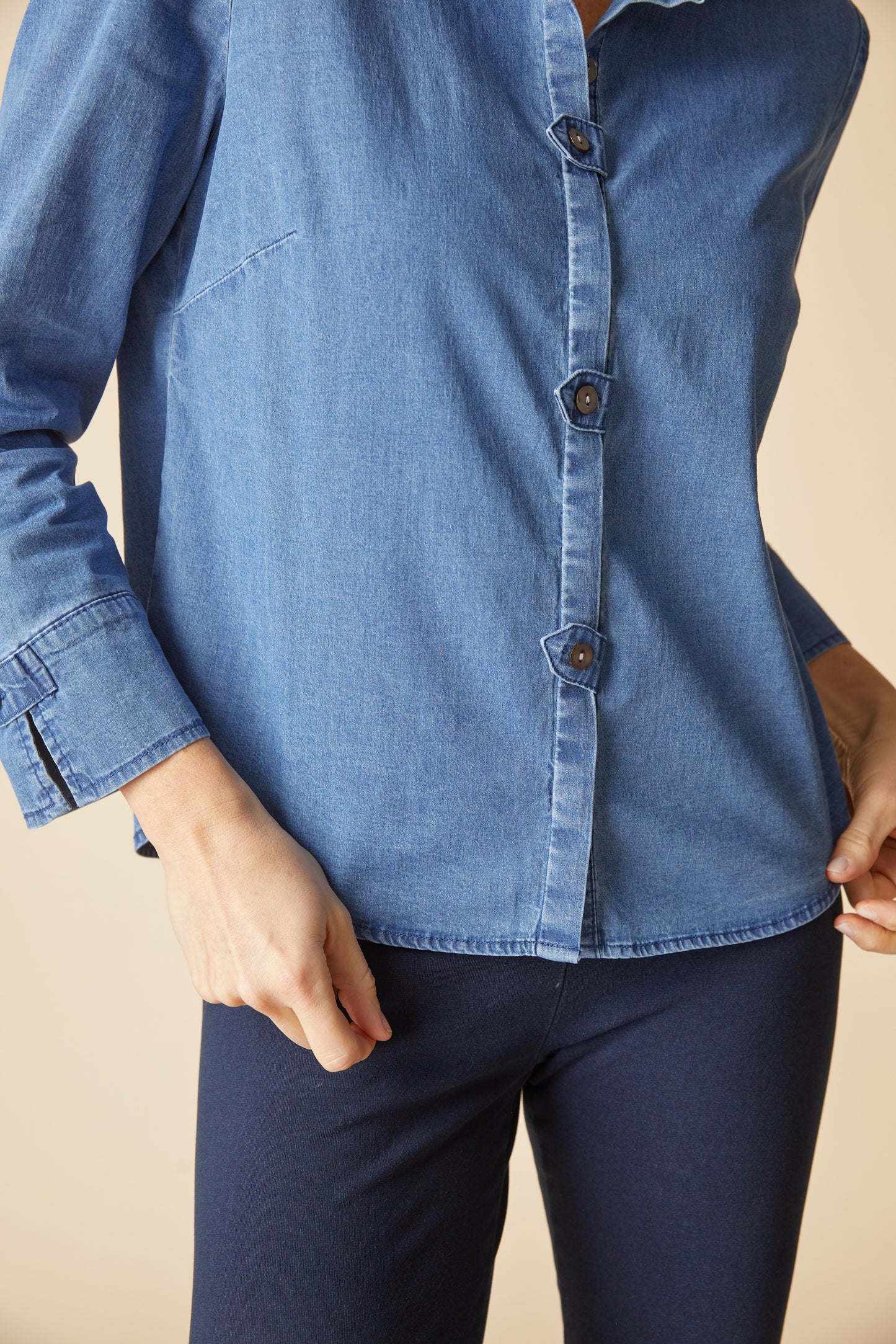 Habitat-H15516F6-Tab Detail Shirt-Medium Denim - The Coach Pyramids