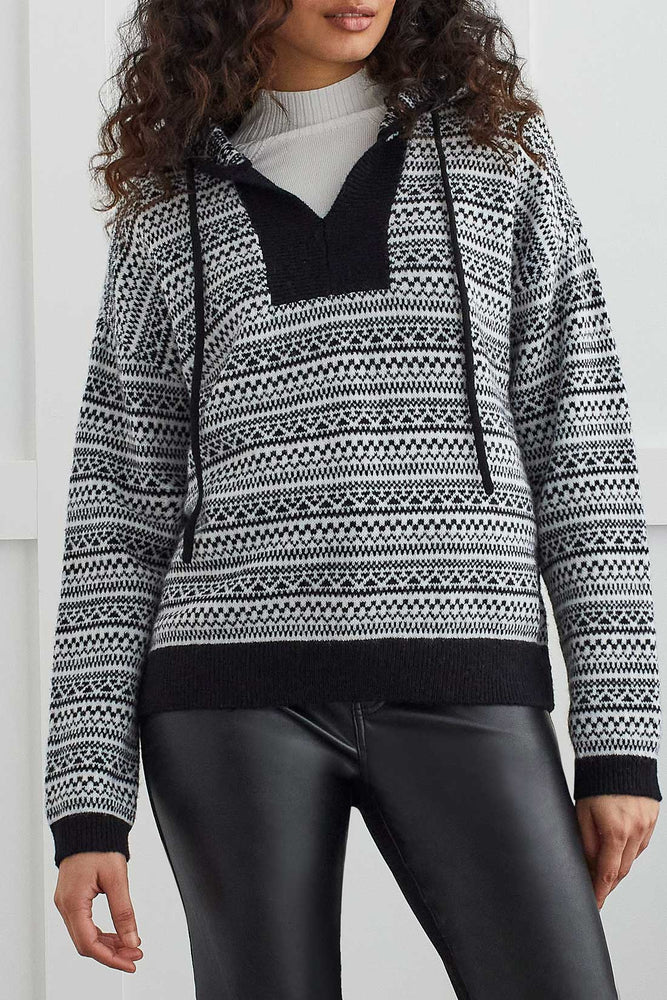 Tribal  Fall/Winter 2023-1559O/3829- Hoodie Sweater-Black - The Coach Pyramids