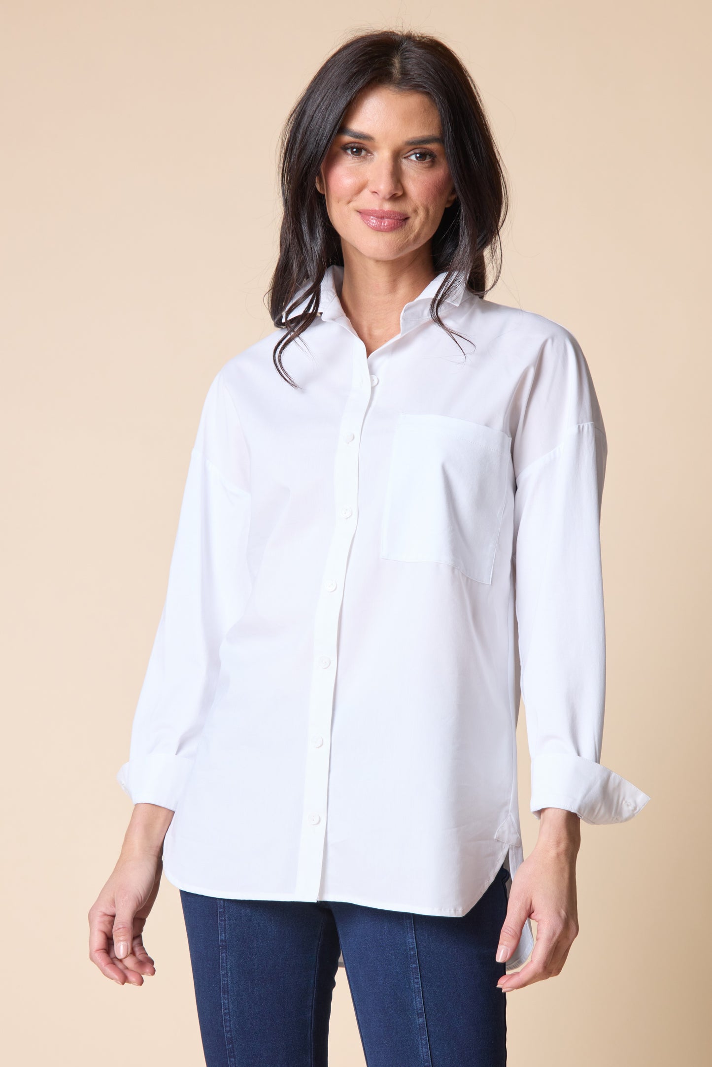 Habitat-H15603-Boyfriend Knit Mix Shirt-White - The Coach Pyramids