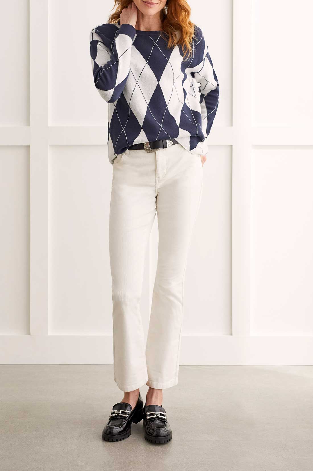 Tribal  Fall/Winter 2023-1597O/576-RV Sweater-Sapphire - The Coach Pyramids
