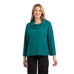 Habitat Fall/Winter 2023-H16310-Cowl Neck Top -Teal - The Coach Pyramids