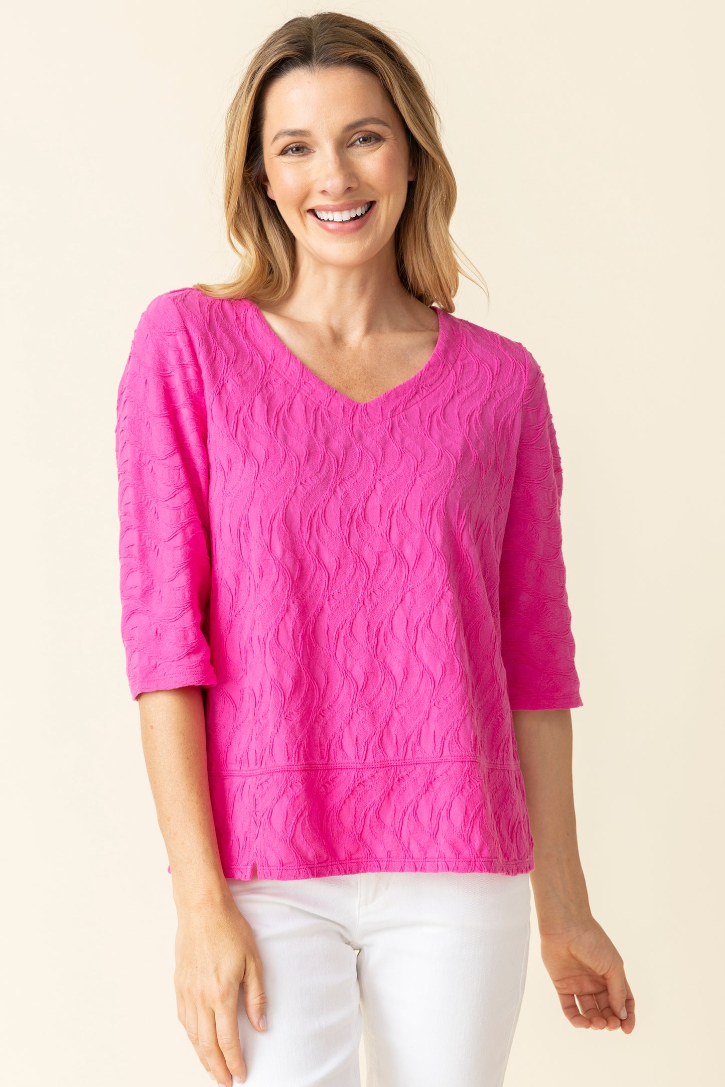 Habitat Spring/Summer 2025-H16315S5-Elbow Sleeve Tee-Berry - The Coach Pyramids