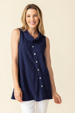 Habitat Spring/Summer 2025-H16319-Angled Placket Tunic-Navy