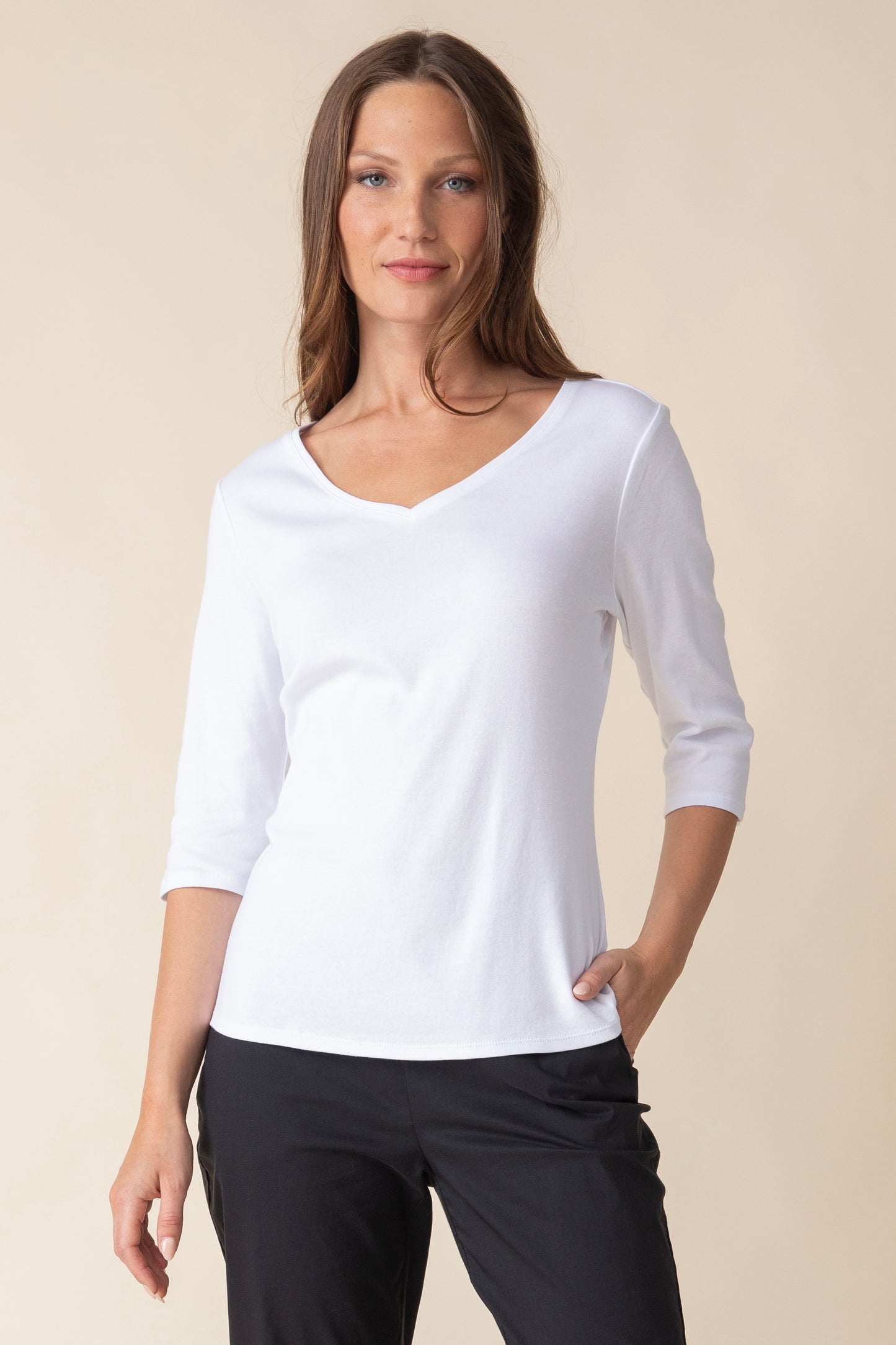 Habitat Spring/Summer 2025-H16450-Easy V Neck Tee-Dusk - The Coach Pyramids