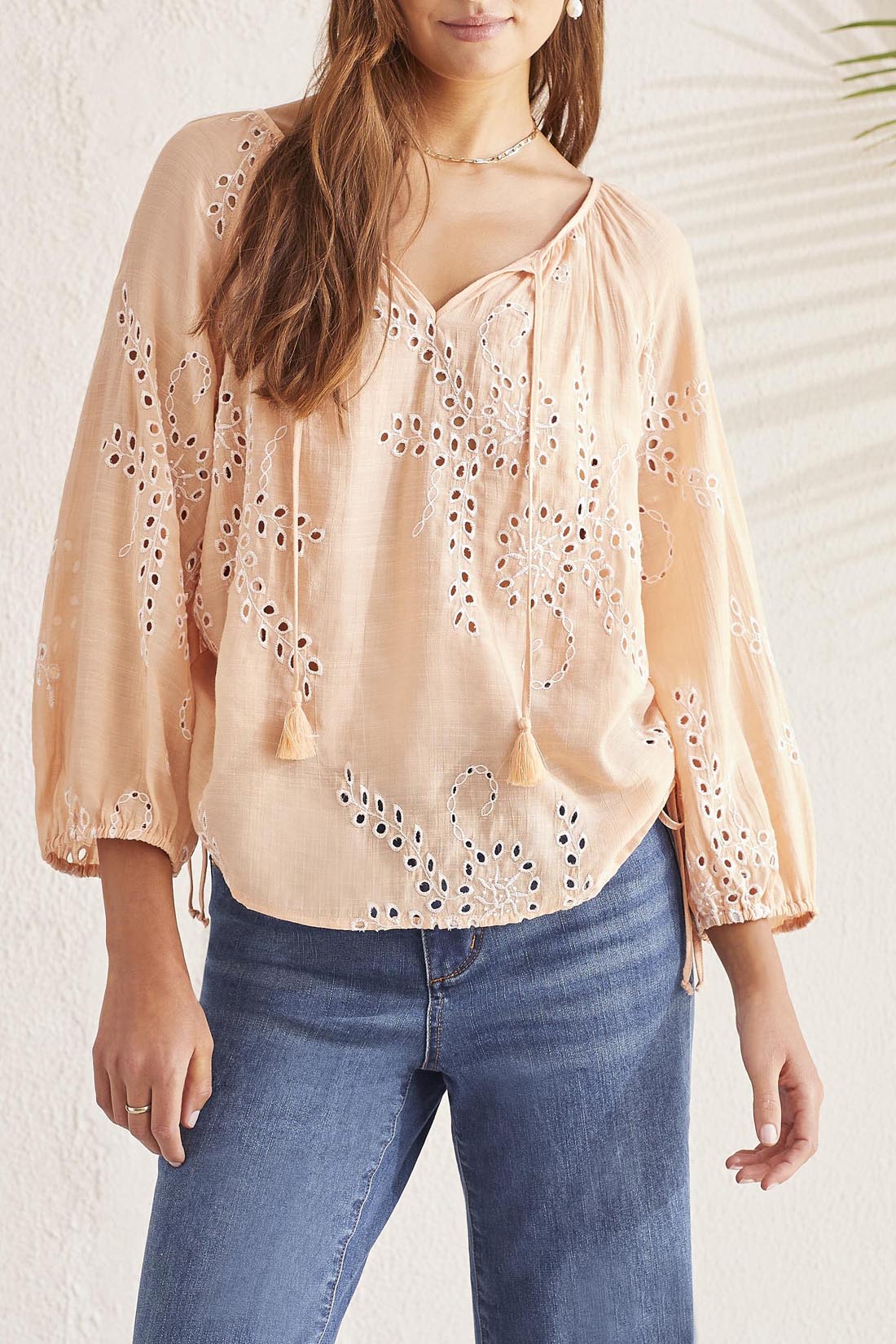 Tribal  Spring 2024-1654O/3647- Blouse W/Novelty Tassel-French Oak - The Coach Pyramids