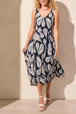 Tribal Spring/Summer 2025-1677O-3457-Printed Sleeveless High Low Dress-Indigo