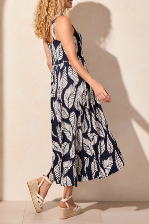 Tribal Spring/Summer 2025-1677O-3457-Printed Sleeveless High Low Dress-Indigo