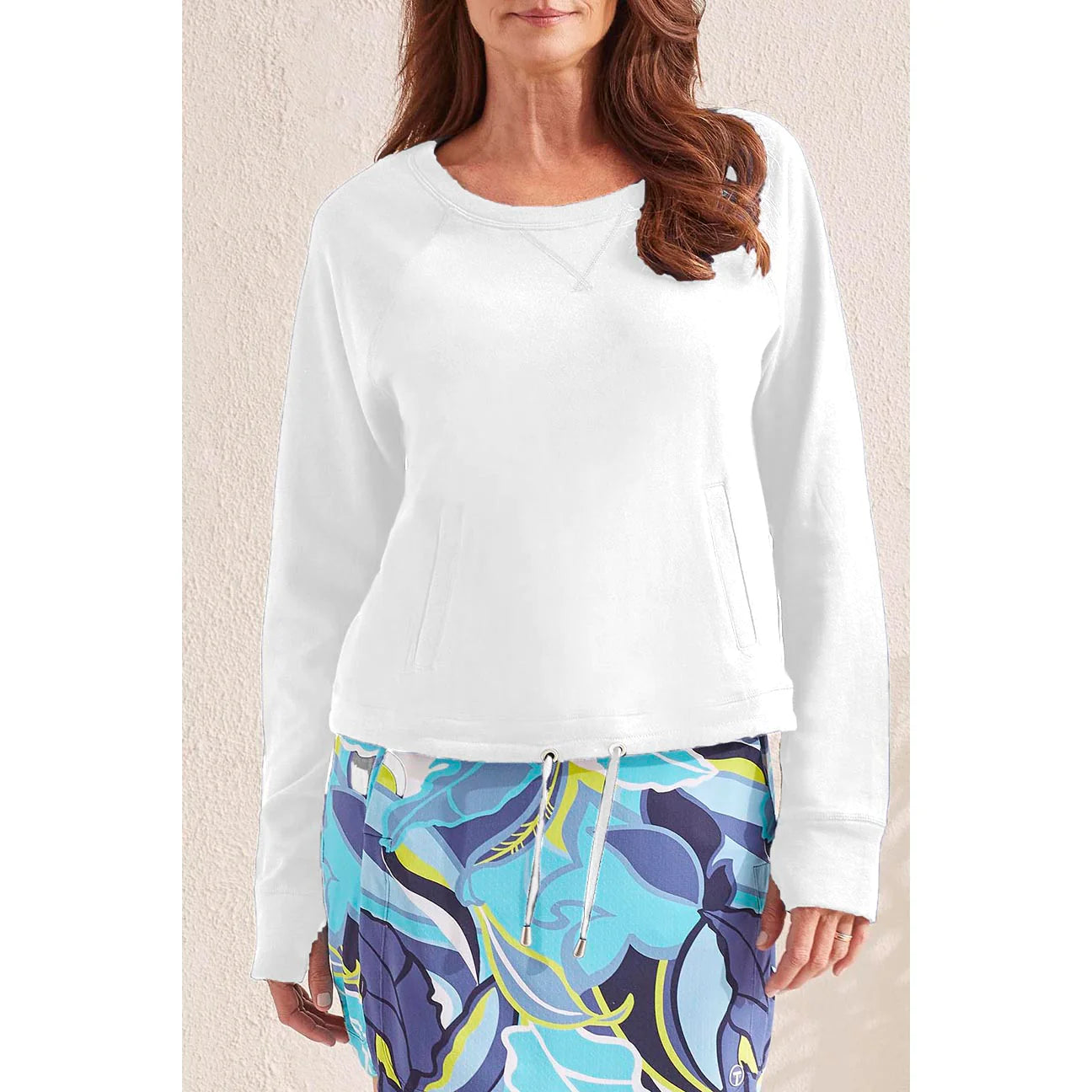 Tribal  Spring/Summer 2024-1699O-3907-Top W/Drawcord-White - The Coach Pyramids