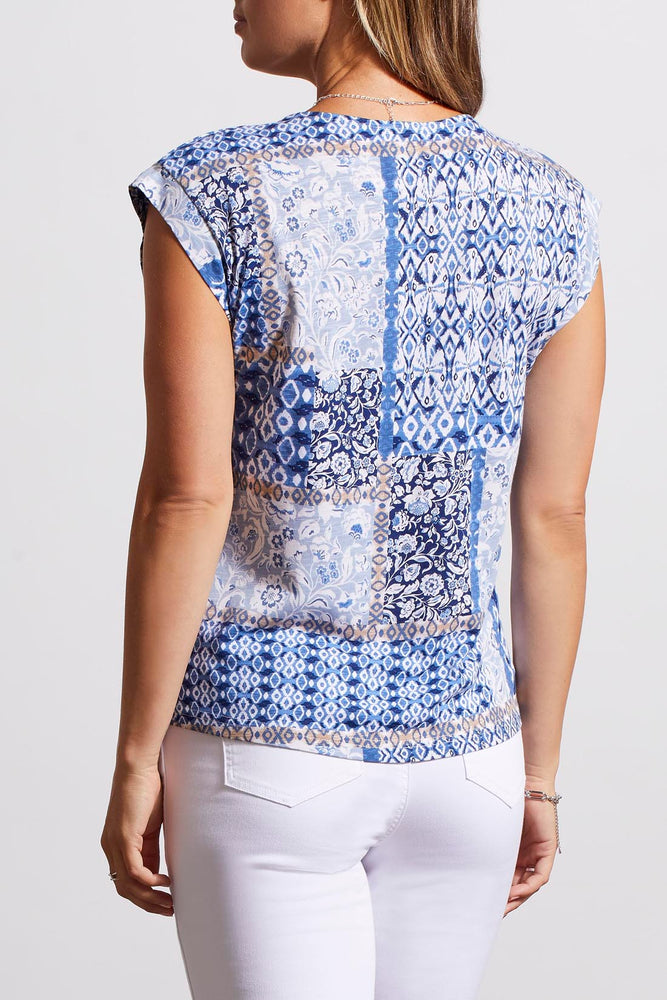 Tribal  Spring/Summer 2024-1726O-3741-V Neck Top-Blue Star - The Coach Pyramids