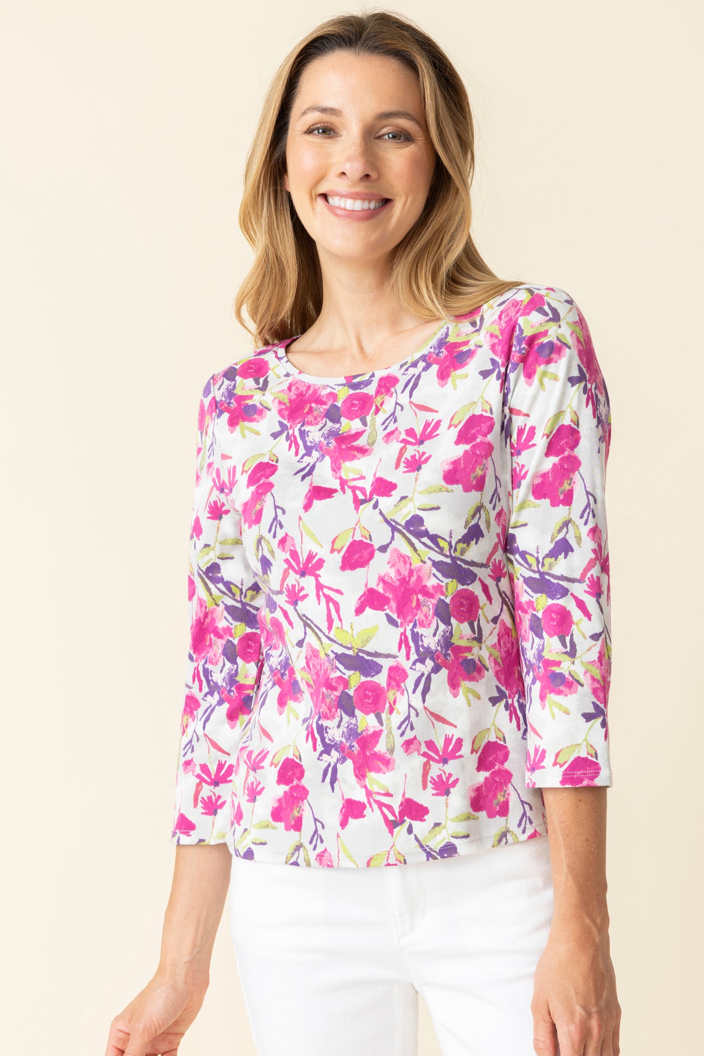 Habitat Spring/Summer 2025-H17310-Every Day Tee Floral-Berry - The Coach Pyramids