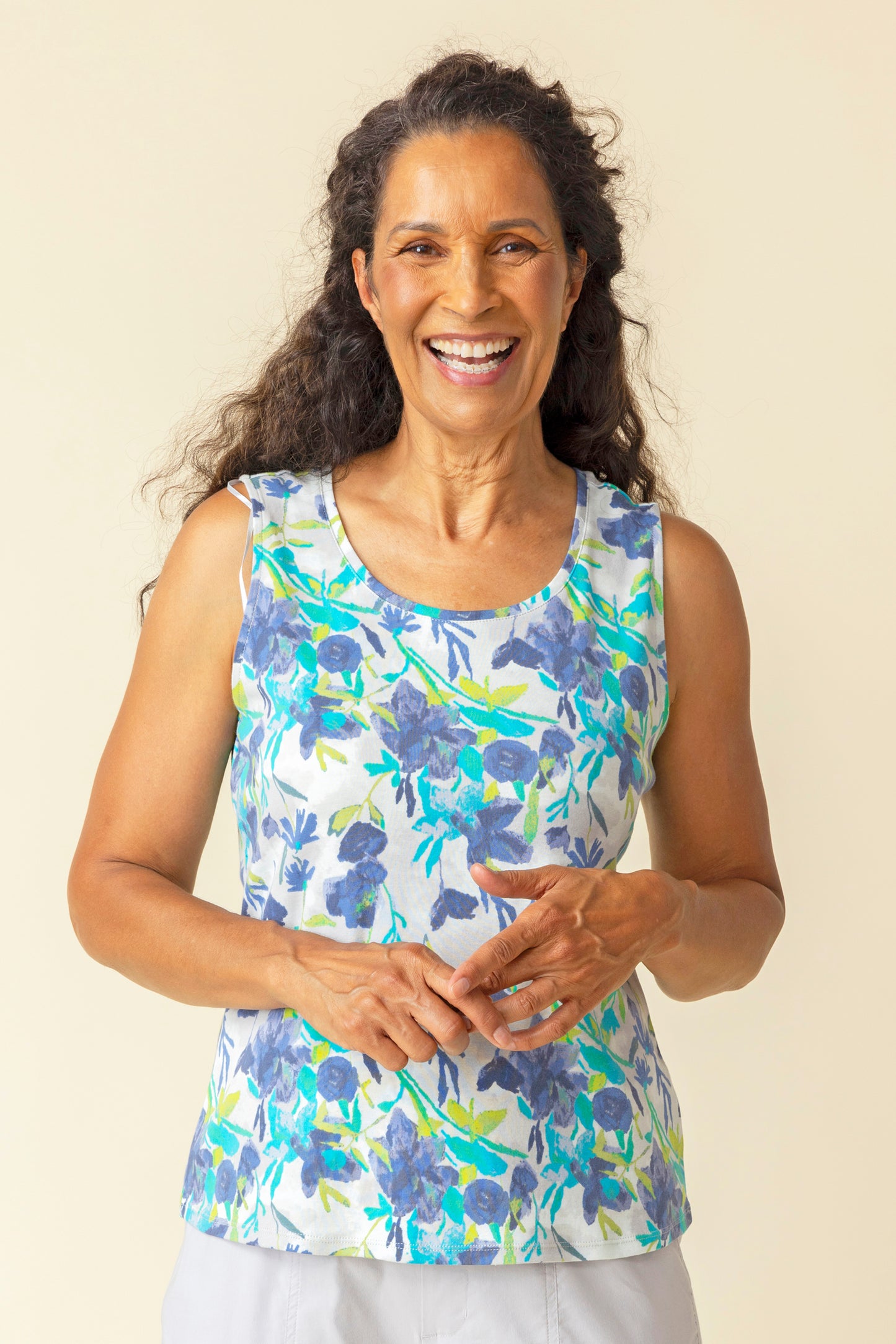 Habitat Spring/Summer 2025-H17317-Layering Tank Floral-Indigo - The Coach Pyramids
