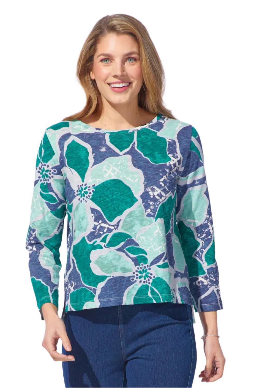 Habitat Escape Fall/Winter 2025-E17325-Stepped Hem Boxy Tee-Emerald - The Coach Pyramids