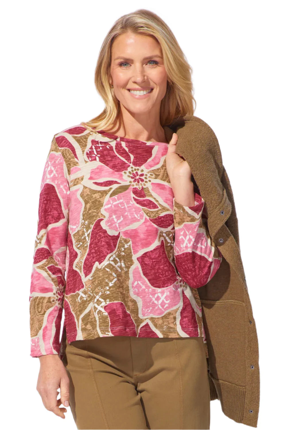 Habitat Escape Fall/Winter 2025-E17325-Stepped Hem Boxy Tee-Rose - The Coach Pyramids