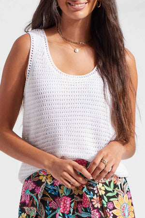 Tribal  Spring/Summer 2024-1741XX-3901-Crochet Tank Top-White - The Coach Pyramids