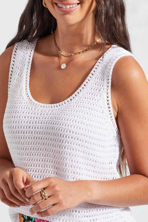 Tribal  Spring/Summer 2024-1741XX-3901-Crochet Tank Top-White - The Coach Pyramids