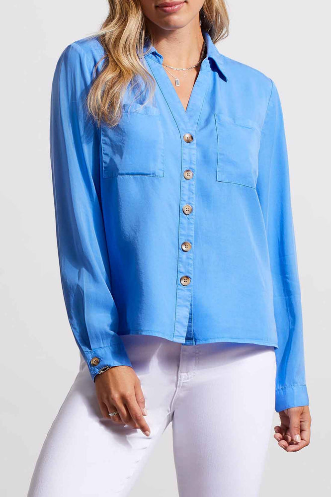 Tribal  Spring/Summer 2024-1747O-1613-Button Front Blouse-Blue Star - The Coach Pyramids