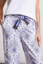 Tribal  Spring/Summer 2024-1756O-3477-Pull On Ankle Pant-Blue Print - The Coach Pyramids