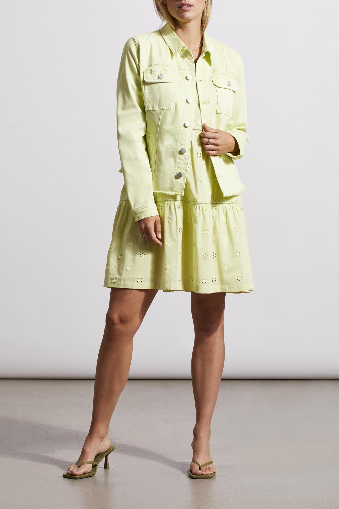 Tribal  Spring/Summer 2024-1762O-2020W-Jacket W/Raw Edge-Wild Lime - The Coach Pyramids