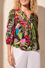 Tribal Spring/Summer 2025-1771O-8111-3/4 Sleeve Button Front Blouse-Loden