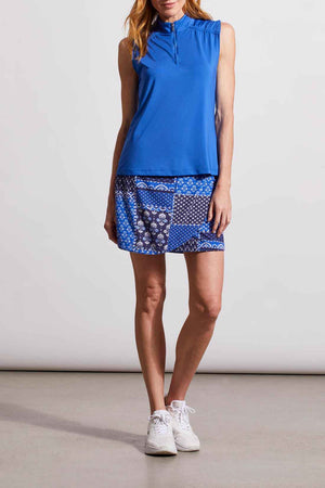 Tribal  Spring/Summer 2024-1791O-3506-Zip Mock Top-Cobalt - The Coach Pyramids