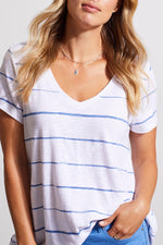 Tribal  Spring/Summer 2024-1799O-3943-Striped Flare Top-Blue Star - The Coach Pyramids