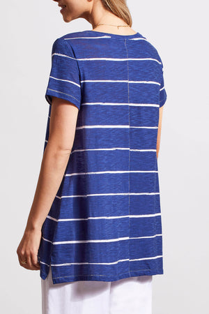 Tribal  Spring/Summer 2024-1799O-3943-Striped Flare Top-Jet Blue - The Coach Pyramids