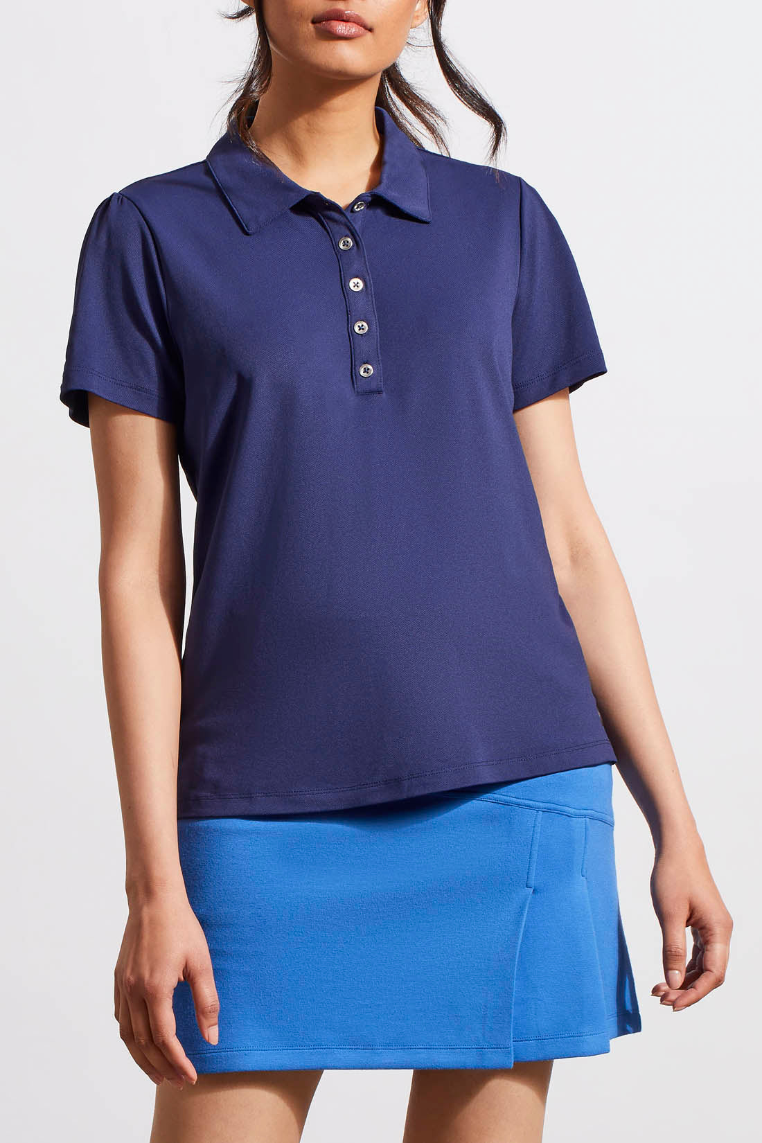 Tribal  Spring/Summer 2024-1800O-3903-Polo Top-Jet Blue - The Coach Pyramids