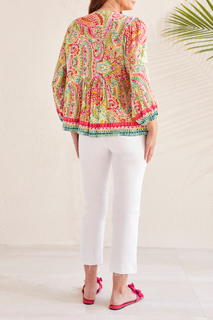 Tribal  Spring/Summer 2024-1822O/1434-3/4 Sleeve Blouse -Raspberry - The Coach Pyramids