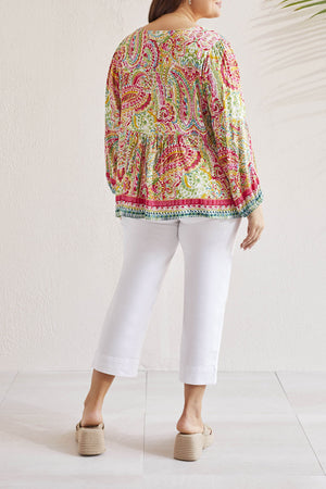 Tribal  Spring/Summer 2024-1822V/1434-3/4 Sleeve Blouse -Raspberry - The Coach Pyramids