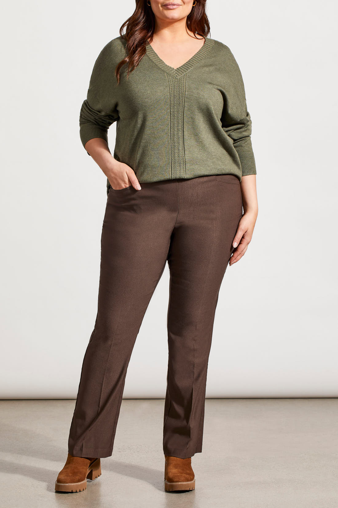 Tribal Fall 2024-1859V/1254-Flatten It Pull On Pant-Coffee - The Coach Pyramids