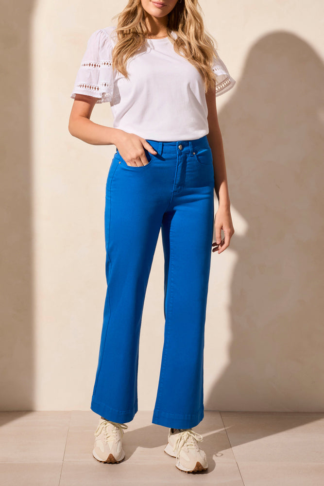 Tribal Fall 2025-1861O-2020W-Stretch Fly Front Wide Leg Pants-Black - The Coach Pyramids