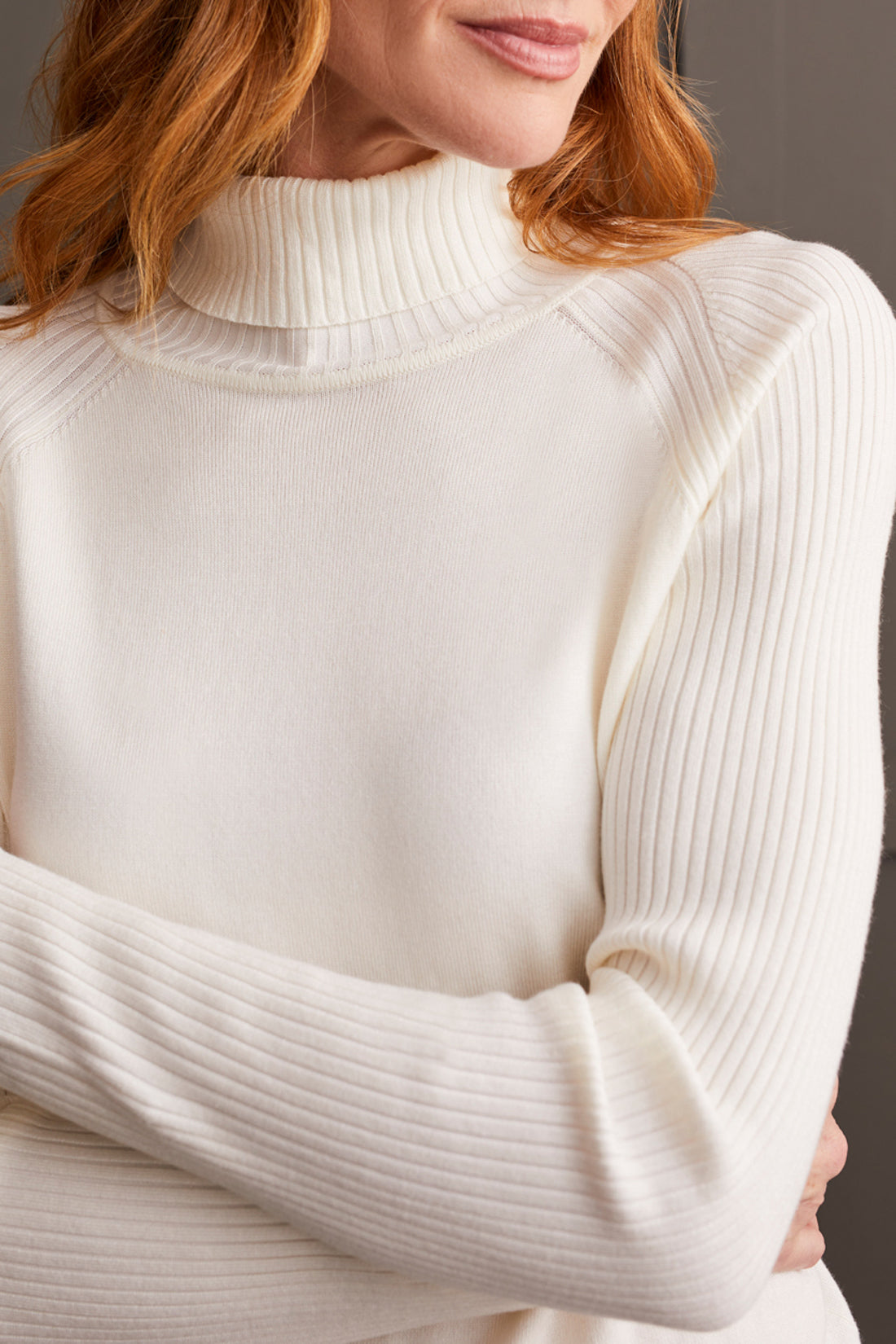 Tribal Fall 2024-1916O/0026-Turtle Neck Sweater-Cream - The Coach Pyramids