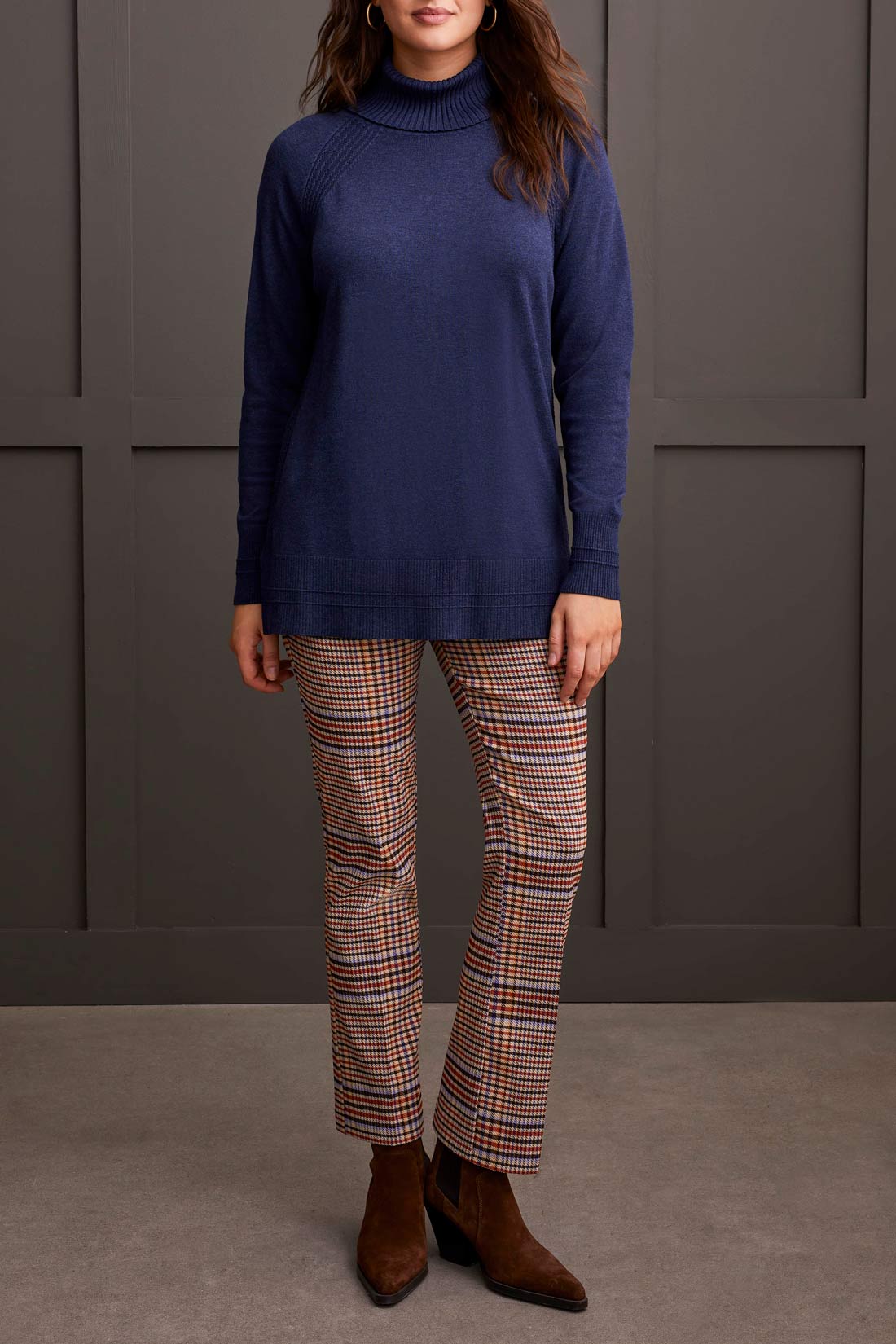 Tribal Fall 2024-1923O/0805-Cowl Neck Sweater-Sapphire - The Coach Pyramids