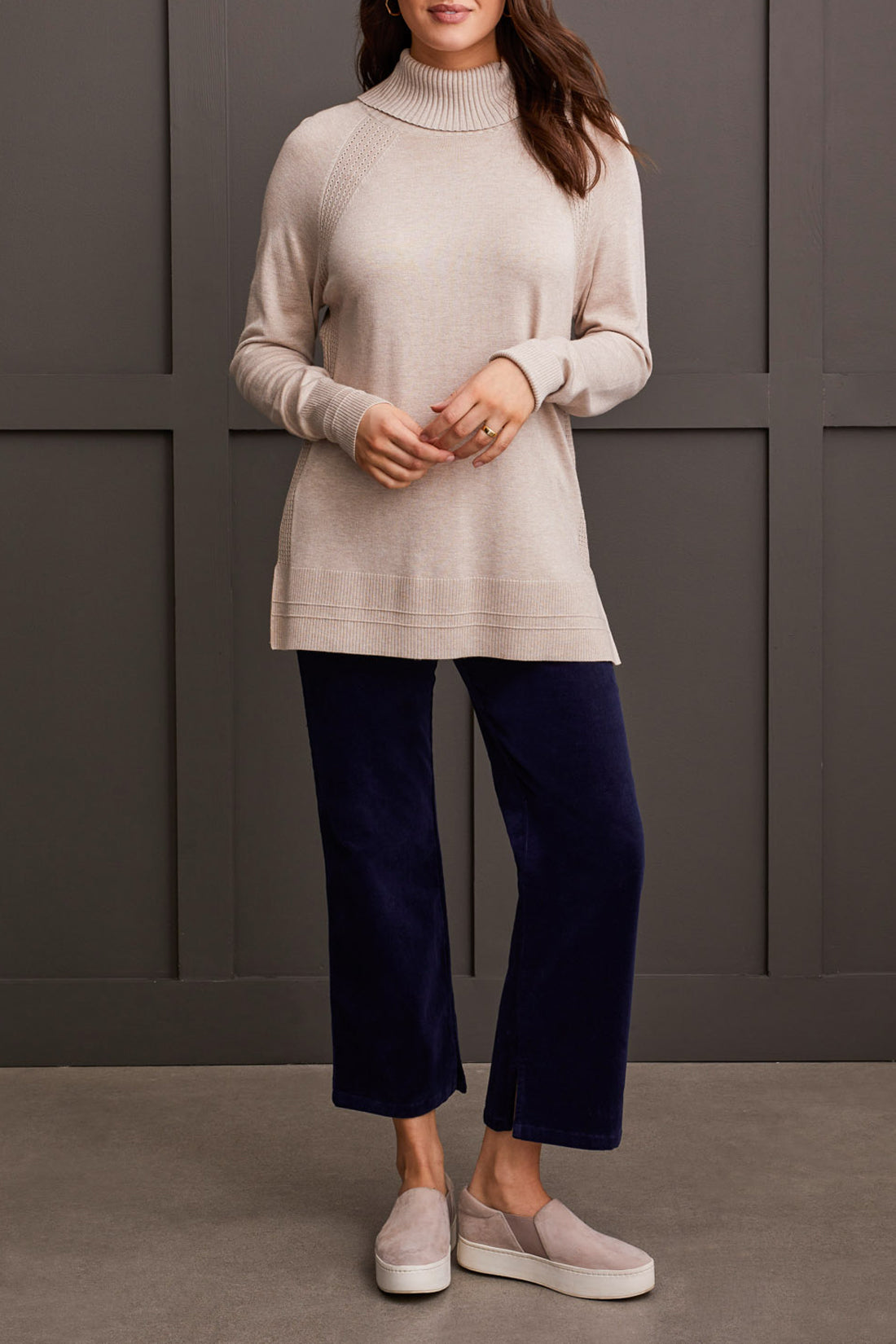 Tribal Fall 2024-1923O/1330-Cowl Neck Sweater-Frost Grey - The Coach Pyramids
