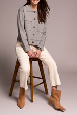 Tribal Fall 2025-1930O-8030-Double Knit Collared Sweater Cardigan-Grey Mix - The Coach Pyramids