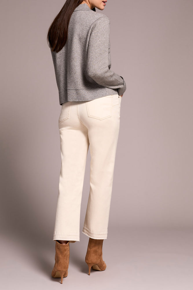 Tribal Fall 2025-1930O-8030-Double Knit Collared Sweater Cardigan-Grey Mix - The Coach Pyramids