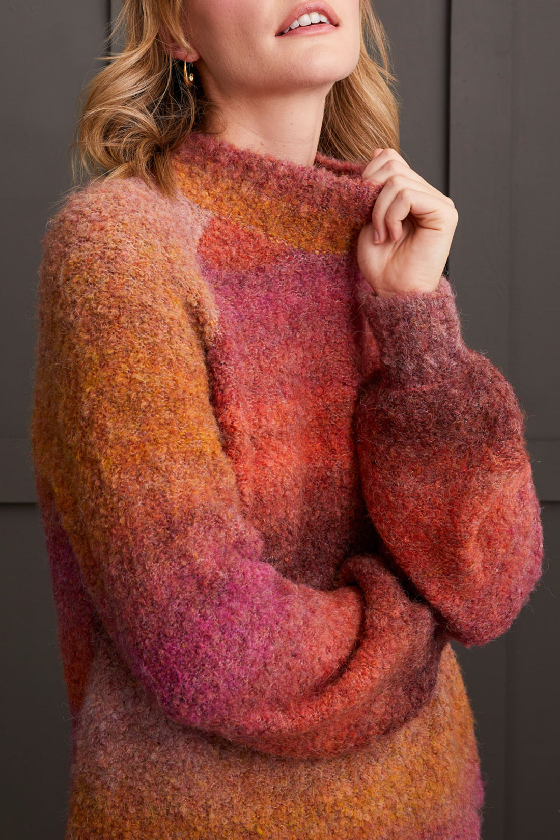 Tribal Fall 2024- 1942O/0074-Mock Neck Sweater-Bordeaux - The Coach Pyramids