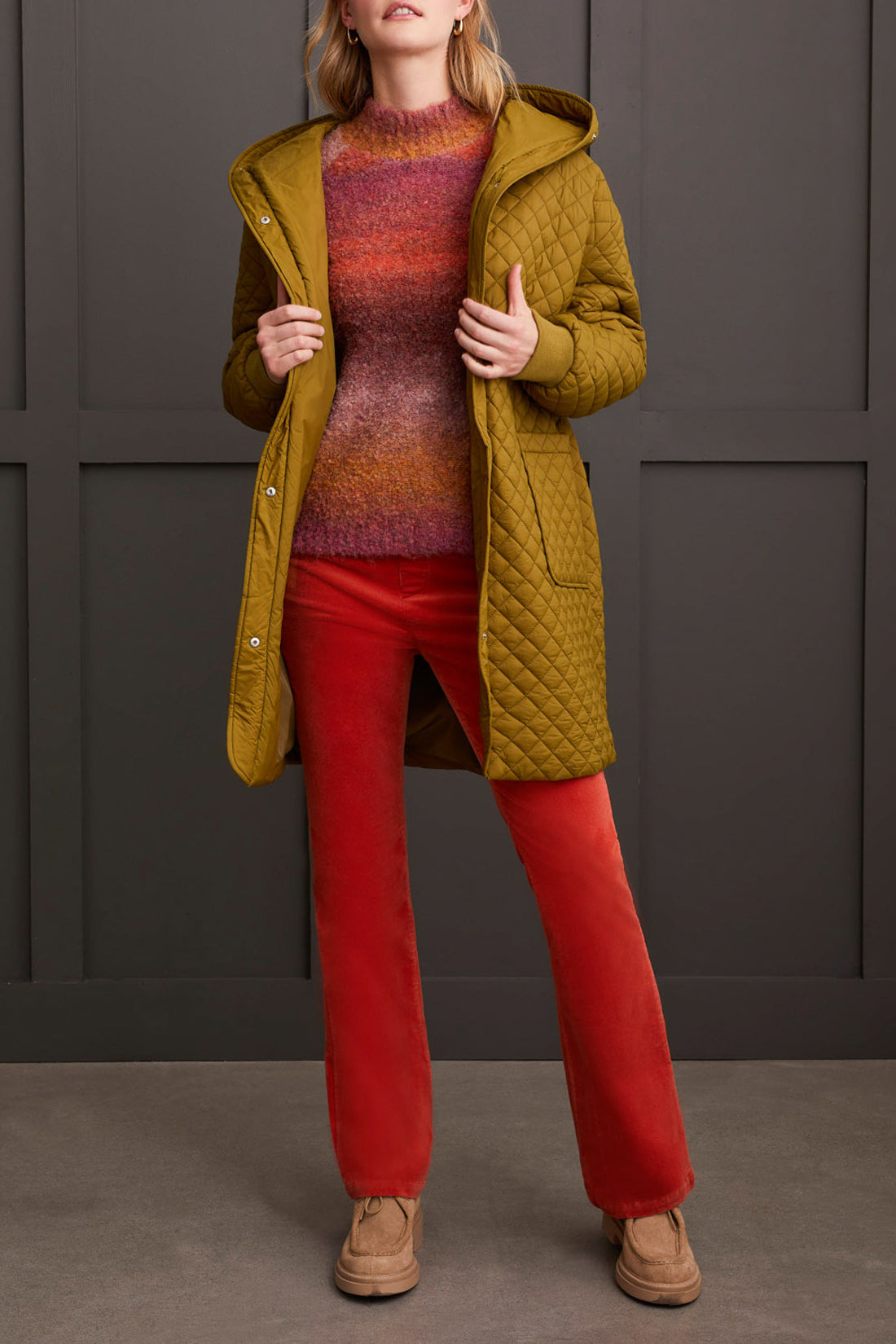 Tribal Fall 2024- 1942O/0074-Mock Neck Sweater-Bordeaux - The Coach Pyramids