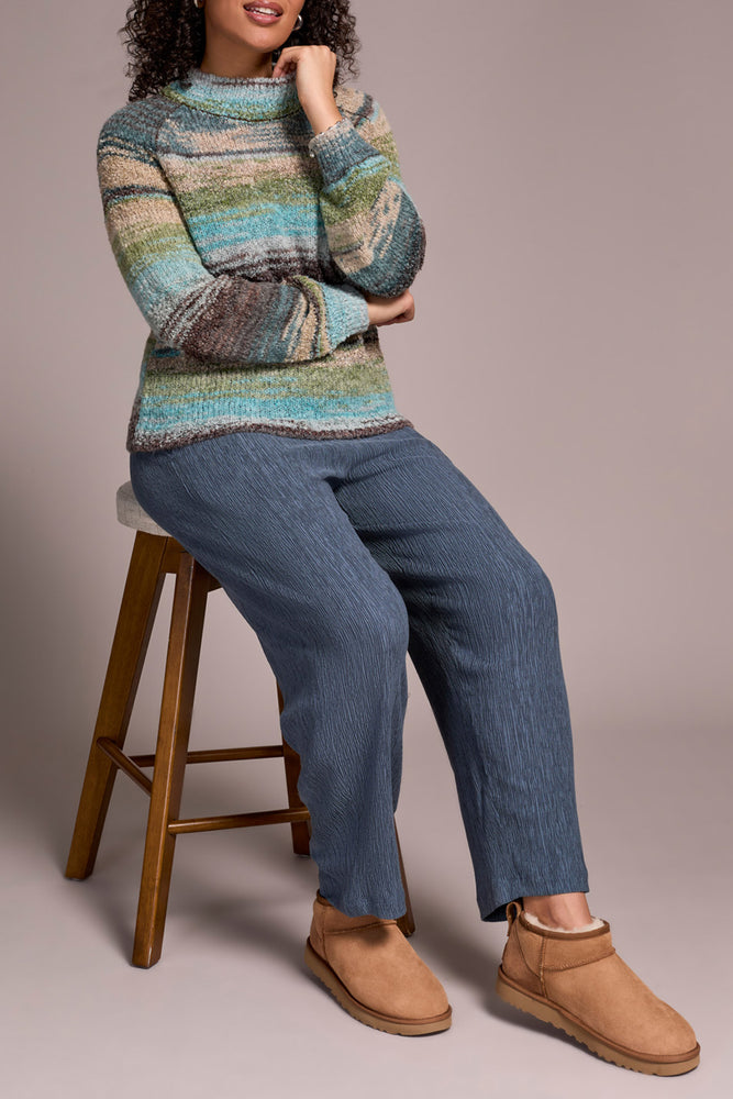 Tribal Fall 2025-1942O-8208-Long Sleeve Mock Neck Sweater-Aqua Haze - The Coach Pyramids