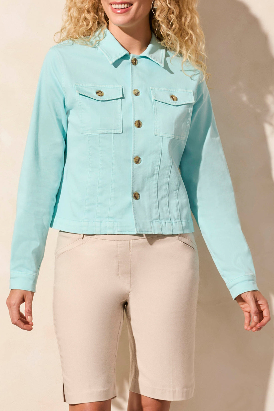 Tribal Spring/Summer 2025-2019O-2020W-Button Front Jacket W/Horn Buttons-Oasis - The Coach Pyramids