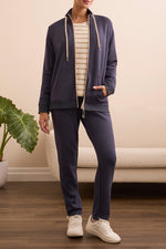 Tribal Fall 2025-2064O-3390-Scuba Knit Textured  Mock Neck Cardigan-Sapphire - The Coach Pyramids