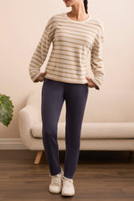 Tribal Fall 2025-2065O-3390-Scuba Knit Contrast Trim Pull On Ankle Pants-Sapphire - The Coach Pyramids