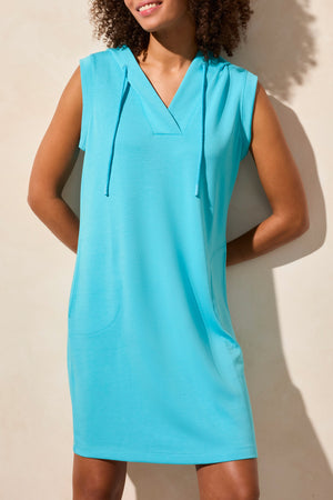 Tribal Spring/Summer 2025-2069O-3390-Sleeveless Hooded Dress W/Pockets-Aqua