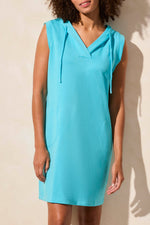 Tribal Spring/Summer 2025-2069O-3390-Sleeveless Hooded Dress W/Pockets-Aqua