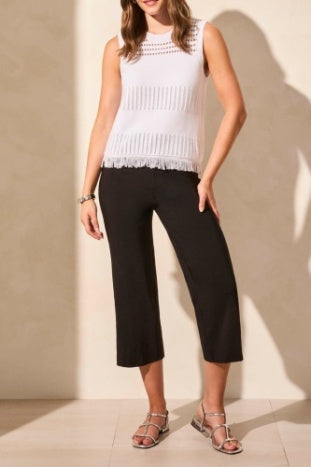 Tribal Spring/Summer 2025-2071O-576-Sleeveless Sweater W/Hem Fringe-White - The Coach Pyramids