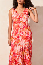 Tribal Spring/Summer 2025-2077O-8087-Sleeveless Maxi Dress W/Lining-Coral Sky