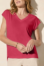Tribal Spring/Summer 2025-2034O-2891-Cap Sleeve V Neck Top-Tea Berry - The Coach Pyramids