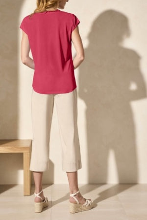 Tribal Spring/Summer 2025-2034O-2891-Cap Sleeve V Neck Top-Tea Berry - The Coach Pyramids