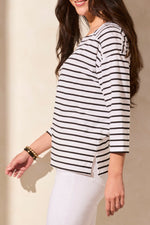Tribal Spring/Summer 2025-2088O-3547-3/4 Sleeve Boat Neck Top-Jet Black - The Coach Pyramids